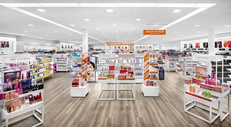 Bright retail store interior with product displays
